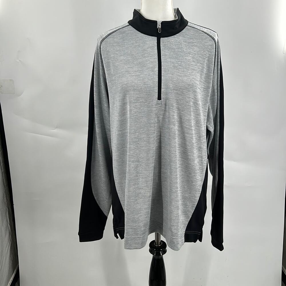 Pebble Beach Men's Gray & Black 1/4 Zip Long Sleeve Active Golf Top Size Large